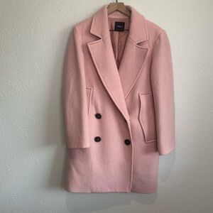 Theory Womens Size Large Cape Boucle Coat in Chalk Pink Minimalist Wool Staple